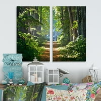 Art DesignArt Svijetlo zelena šuma ujutro Pejzažno platno zidni umjetnički set za ispis 12 W 20 H 1 D