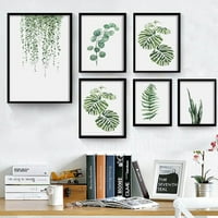 Pastoralni zeleni listovi biljaka u skandinavskom stilu, moderna minimalistička dekorativna slika