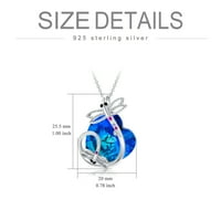 Darovi za Valentinovo za žene Sterling Silver Dragonfly ogrlica s plavom kristalnom privjesnom ogrlicom Dragonfly
