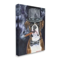 Stupell Industries sofisticirani bokser portret za pse Top Hat platno platno zidna umjetnost, 48, dizajn George