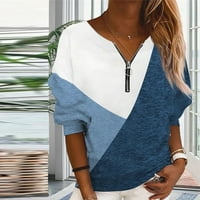 Ženski gornji dio s izrezom u obliku slova U i dugim rukavima, široki pulover, džemper s izrezom u obliku slova