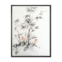 Vintage crno -bijeli bambus iii uokviren slikanje platna art print