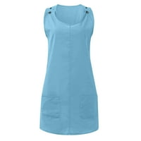 Ljetne haljine za žene Bez rukava s printom modna Mini haljina A kroja s okruglim vratom nebesko plava 2 inča