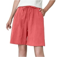 Ženske kratke hlače veličine plus ljetne mode jednobojne široke Ležerne hlače do poda s džepovima hlače za plažu