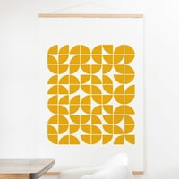 Moderni geometrijski žuti zidni svitak iz sredine stoljeća