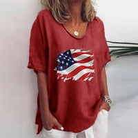 Ženske bluze Ženska ljetna bluza s uzorkom Dana neovisnosti, Okrugli vrat, Kratki rukav, udobna majica, vrhovi,