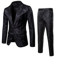 Crne jakne za muškarce odijelo Slim dvodijelno odijelo Blazer Business Wedding Party Jacke kaput i hlače
