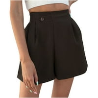 Ženske ljetne kratke hlače Ležerne jednobojne elastične elastične struke A kroja široke kratke hlače na kopčanje