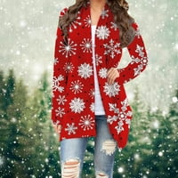Ženske jakne i kaputi s okruglim vratom Božićni digitalni Cvjetni print ležerni kardigan dugih rukava dugi kardigan