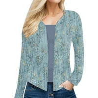 Kardigan za žene trendi vintage cvjetni print casual srednje duljine dugih džempera dugih rukava