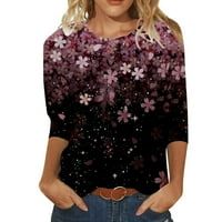 Bluze s cvjetnim printom za žene, ljetne košulje s okruglim vratom s dugim rukavima