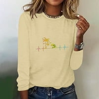 ;/ Ženska ležerna majica s printom dugih rukava, pulover s okruglim vratom, labavi vrhovi