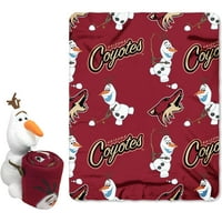 Službeni NHL i Disney CoArizona Coyotes Olaf Hugger lik u obliku jastuka i 40 50 Fleece set za bacanje