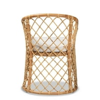 moderna boemska stolica za blagovanje s presvlakama od bijele tkanine i prirodnog smeđeg ratana