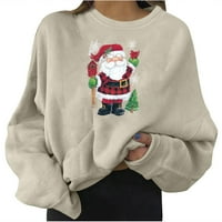 TKing Fashion Ženski svakodnevni modni božićni pulover dugih rukava i okruglog izreza i po cijeloj površini, božićne