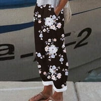 Ženske ljetne Ležerne hlače s printom, udobne široke hlače s džepovima