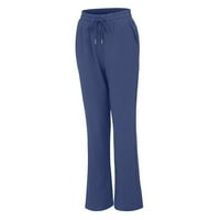 Ženske casual pamučne i lanene jednobojne hlače s elastičnim pojasom, duge ravne hlače na rasprodaji, poklon za