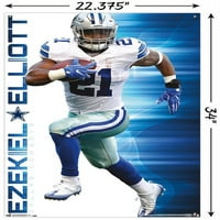 Dallas Cowboys - plakat Ezekiel Elliott Wall s push igle, 22.375 34