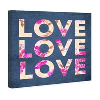 Typografija avenije i citata na zidnoj umjetničkoj platnu Otisci 'Love Triple' ljubavni citati i izreke - plava,