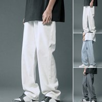 FUSIPU Ljetni jesenski muškarci traperice čvrste boje elastični struk labavi široke traper hlače u ulična odjeća