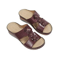 SHLDYBC Ženske sandale, ravne sandale za podvrgavanje luka Dame cipele na plaži Summer Ne-Slip Causal Papups,