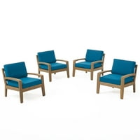 WILCO Vanjske stolice za drvene klubove s jastucima, set od 4, siva i tamna teal