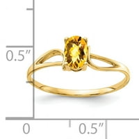 Prsten od žutog zlata od 6 karata s kariranim ovalnim citrinom