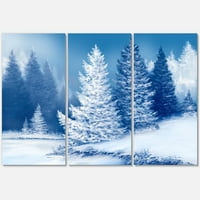 DesignArt 'snježno prekrivena stabla sa snova Spruce Forest' Lake House platno zidni umjetnički tisak