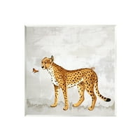 Stupell Beast & Leptir Leopard Divlje životinje i insekti Slikanje zidne plakete Umjetnički umjetnički art umjetnost