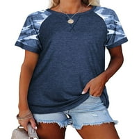 Cindysus Žene ljetni vrhovi majica majica za vrat kamuflaže majicu za dnevnu odjeću labava tunika bluza mornarsko